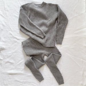Sweater Knit Jogging Set, Sweatshirt and Sweatpants, Grey